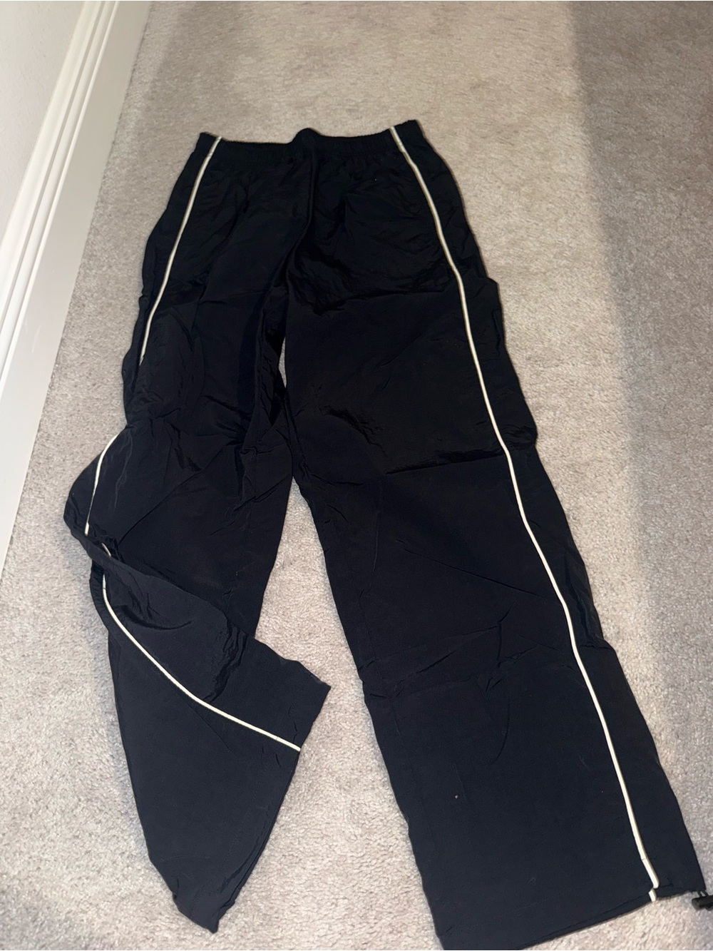 Black Track Pants with Contrast Piping